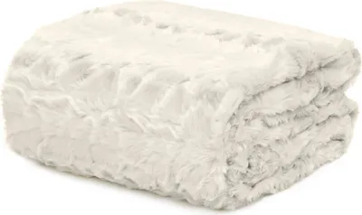 Produktbild von DOMAREX Warmer Weihnachtsplaid 130x170 cm mit Fransen – Weiches, s Chenille-Deckengewebe, perfekt für Winter und Festliche Dekoration - beige