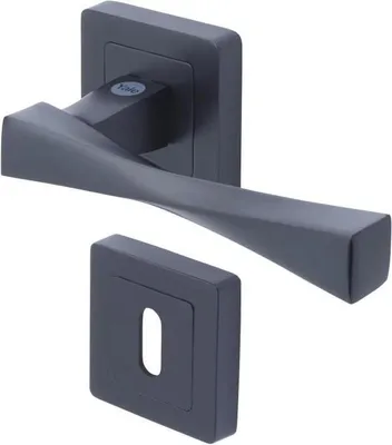 Immagine prodotto di Maniglia per porta, YALE Verona, quadrata 7 nera, chiave, alluminio, per porte con spessore 50 mm