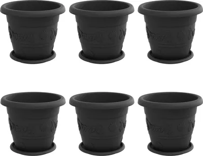 Zdjęcie produktu dla vidaXL Doniczki 6 szt. Czarne Ø 26 x 21,5 cm Tworzywo sztuczne