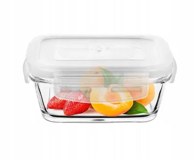 Produktbild von Lebensmittelbehälter mit Deckel 600 ml Lunchbox aus Glas quadratisch stapelbar transparent spülmaschinenfest
