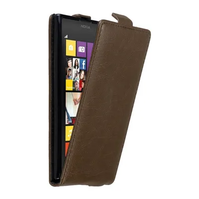 Produktbild von Cadorabo Hülle für Nokia Lumia 1020 Schutz Hülle in Braun Flip Etui Handyhülle Case Cover