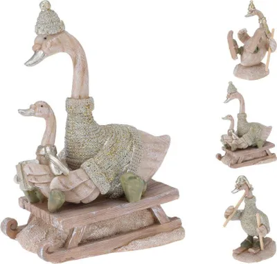 Produktbild von Dekofigur Gans aus Polystone in Champagner, Maße 14,5 x 11,5 x 19,5 cm