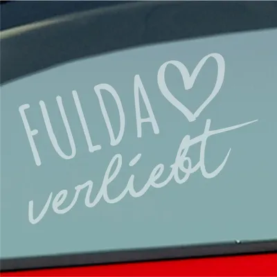 Produktbild von Auto Aufkleber Fulda verliebt Herz Fluss Wasser Water Liebe Car 19x10 cm Milchglas Sticker Heckscheibenaufkleber