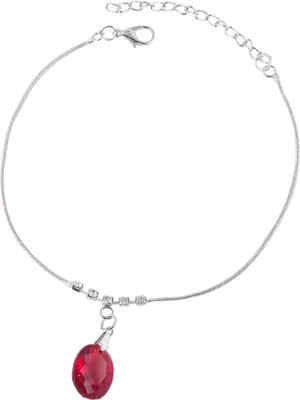 Produktbild von Modeschmuck Fußkettchen, silberfarbig mit roten Steinen