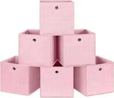 Produktbild von Famanu Aufbewahrungsboxen Set – 6 faltbare Boxen, 30 x 30 x 30 cm, für Kleidung und Spielzeug, rosa