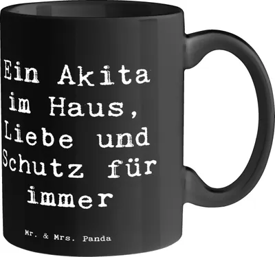 Produktbild von Mr. & Mrs. Panda cappuccinotasse Spruch Akita Inu Liebe - Schwarz - Geschenk, Trinkbecher, Kaffeetasse, Tasse, kaffeebecher keramik, Loyaler, im Haus, starke Hunde