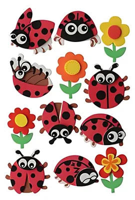 Produktbild von GLOREX Moosgummisticker 3D 4x3,5cm Marienkäfer 12er, selbstklebend