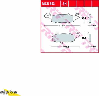 Produktbild von TRW Bremsbelagsatz MCB843SH VN1600 Mean Streak VNT60B VZ1500 Intruder M1500 WVCU