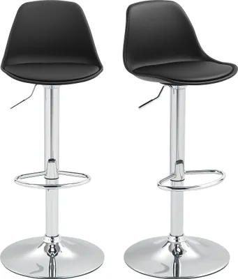 Produktbild von 2er-Set Barhocker, Barstühle, Drehstühle mit Lehne, höhenverstellbar, bis 120 kg belastbar, 42 x 41 x 82-104 cm, Schwarz