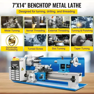 Image de Mini-tour – Tour à métaux – Mini-tour à métaux – Tour compact – Moteur 550W