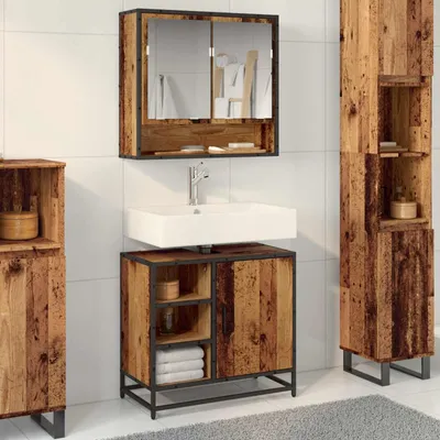 Obrázek produktu pro Maison Exclusive – Skříňka do koupelny z recyklovaného dřeva, rozměry 65 x 33 x 60 cm, materiál: dřevovláknitá deska