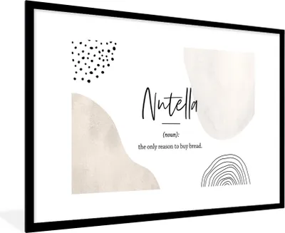 Produktbild von MuchoWow® Gerahmtes Poster Zitate - Nutella - Sprichwörter - Wörterbuch - Nutella Definition 90x60 cm - Poster mit Schwarzem Bilderrahmen Wandposter Rahmen Foto Bilder - Wanddekoration - Fotos