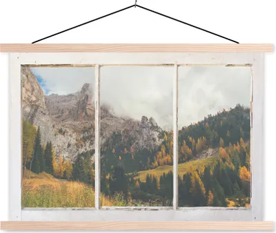 Produktbild von MuchoWow® Textilposter Ansicht - Landschaft - Baum 120x80 cm mit holzfarbenen Rahmen - Aufhängeset
