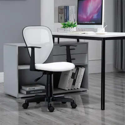 Produktbild von Schreibtischstuhl Kinder STUDIO ergonomisch, Weiß - Kinderschreibtischstuhl für Kinderzimmer, drehbar und höhenverstellbar mit Armlehnen, atmungsaktiver Meshbezug [max. Belastbarkeit 100 kg]