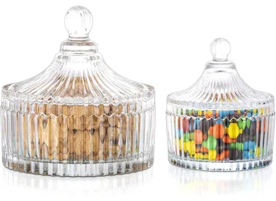 Immagine prodotto di Set di barattoli con coperchio, 250 ml + 650 ml, trasparenti, design vintage retrò