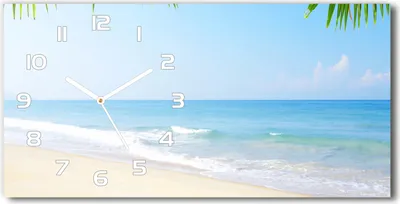 Produktbild von Wanduhr aus Glas – 60x30 cm - Glasbild - Glasuhr - Gehärtetes Glas - weisse-zeiger - Tropischer Strand