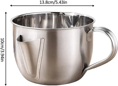 Produktbild von Fettabscheider Edelstahl,1000ml Fettabscheider Kanne Ölsieb Fettabscheider Fett Ölabschöpfer,Suppe Sieb Soße Schüssel Fett Ölfilter Fetttrennkanne Fett-Trennkanne mit Deckel & Pinsel