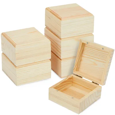 Produktbild von Omgoods – Set aus 6 unbehandelten Holzkisten mit Scharnierdeckeln