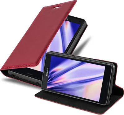 Zdjęcie produktu dla Etui Cadorabo do Sony Xperia Z3 COMPACT etui ochronne w kolorze czerwonym etui na telefon komórkowy pokrowiec z magnetycznym zamknięciem