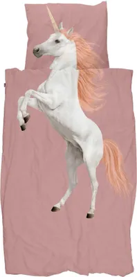 Produktbild von SNURK Bio-Baumwoll-Bettwäsche-Garnitur Unicorn Dusty Pink Größe 135x200cm+80x80