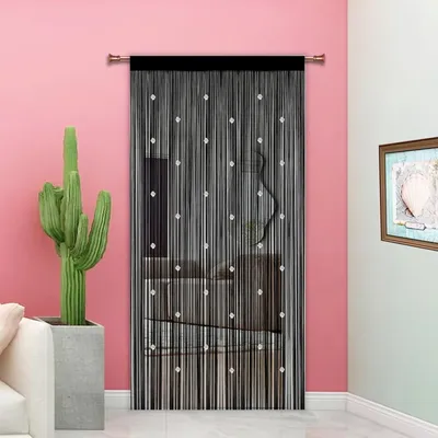 Image de Rideau anti-moustiques, rideau de porte, couleur noire, 90 x 245 cm