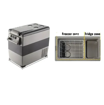 Immagine prodotto di Mini frigo per auto, raffreddamento portatile, opzioni di alimentazione versatili, 55L