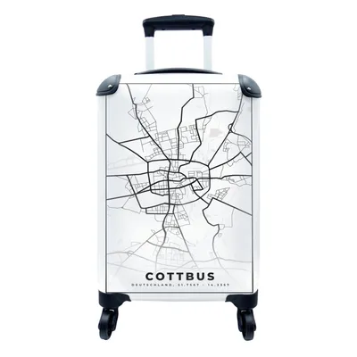 Produktbild von MuchoWow® Koffer Handgepäck Trolley Rollkoffer Kleine Reisekoffer mit 4 Rollen - Cottbus - Karte - Stadtplan - Wegbeschreibung - Cabin Size < 55x40x23 cm & 55x40x20 cm - Fotokoffer - Kabinenkoffer - Boardgepäck - Reise-Box - Reisekoffer - Reisegepäck - Koffer mit Bild - Trolley für Kinder