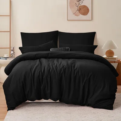 Productafbeelding van Bettenset, 3-delig, 240x260 cm, zwart, microvezel