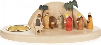 Productafbeelding van Kerststalletje in miniatuur, "Kerstavond", met kaarshouder, 20x6,7x9 cm, nieuw