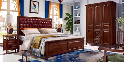 Produktbild von Design klassisch Luxus Betten Möbel Bett 2x Nachttische 3tlg. Schlafzimmer Set