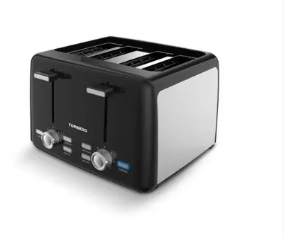 Produktbild von Tornado American Toaster, 1500W, 4 Schlitze (120x120), Abbrechen/Auftauen/Aufwärmen, 7 Bräunungsstufen, herausnehmbares Krümelfach