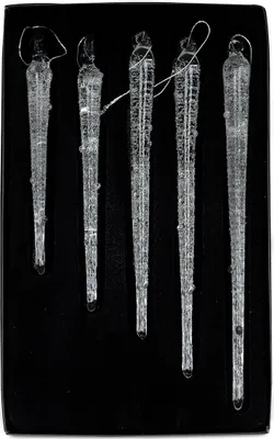 Produktbild von 5x Deko Anhänger Eiszapfen Glas 10-18cm Winterdeko Weihnachtsdeko Baumschmuck