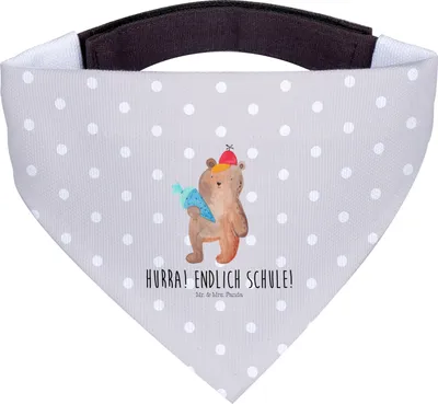 Produktbild von Mr. & Mrs. Panda Halstuch Hund Bär Schultüte - Grau Pastell - Geschenk, Für Hunde, Schulbeginn, Teddy, Hundehalstuch, Grundschule, Schulanfang, Erster Schultag, Tuch