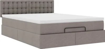 Produktbild von Ottoman-Bett mit Matratze Taupe 140x200 cm Stoff