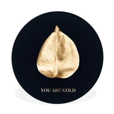 Produktbild von MuchoWow® Rundes Wandbild - Runde Bilder Blatt - Gold - Zitate Ø 60 cm Kreis Wanddekoration Kunststoff - Wandkreis - Wandschmuck - Wand Kreis - Das Schlafzimmer - Die Bilder - Wandmalerei - Kunst für das Haus - das Plastik