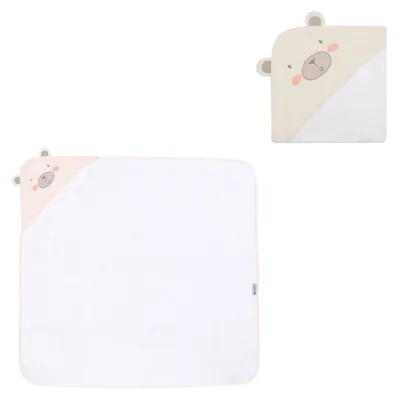 Produktbild von Kikkaboo Kapuzenhandtuch 90 x 90 cm, Babyhandtuch mit Kapuze, 100% Baumwolle beige