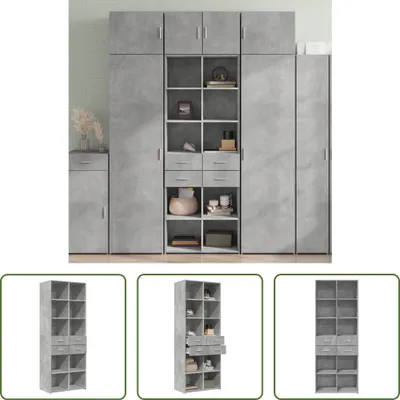 Produktbild von The Living Store Highboard Betongrau 70x42,5x185 cm Holzwerkstoff