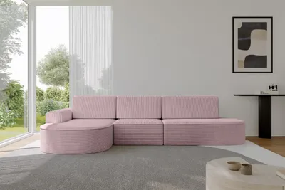 Produktbild von ALTDECOR Ecksofa mit Schlaffunktion und Bettkasten - MARI-L2-S - 368X167X85 - Rosa Corner Sofa Eckcouch Couch L-Form, links/rechts angeordnet, Schlafcouch Ausziehbar Wohnlandschaft
