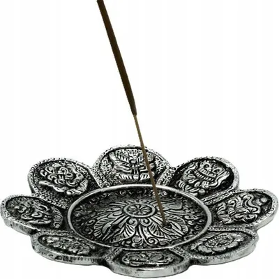 Produktbild von Räucherstäbchenhalter aus Metall, Dekoteller, Symbole, 12 cm