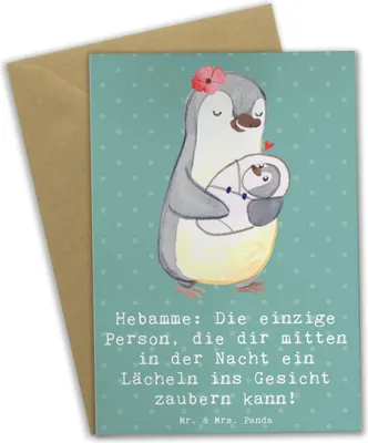 Produktbild von Mr. & Mrs. Panda Glückwunschkarte Hebamme Lächeln - Meeresbrise - Geschenk, osterkarte, Berufsleben, Grußkarten, zugewandt, personalisierte Geschenke, Unterstützung
