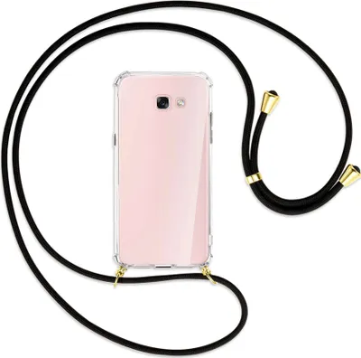 Produktbild von Handykette Backcover-Schutzhülle mit Band (Metall goldfarben) für Samsung Galaxy A7 2017 - schwarz