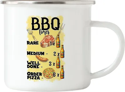 Produktbild von BBQ Timer Grillen Bierlustiger Guide für Fleisch Liebhaber Grillmeister Emaille Tasse