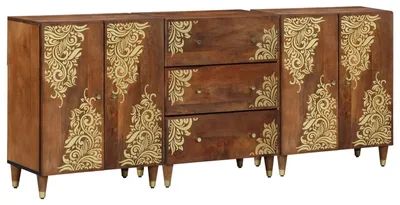 Immagine prodotto di Set di mobili da bagno con cassetti 3 pezzi marrone miele e oro