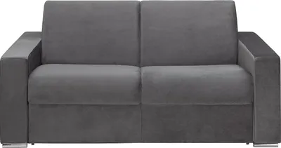 Produktbild von Schlafsofa mit Matratze 2-Sitzer Samt - Anthrazit - Liegefläche mit Lattenrost: 120 cm - Matratzenhöhe: 18 cm mit Memory Schaum - CALITO