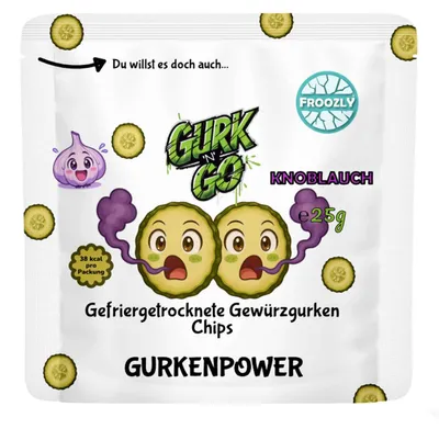 Produktbild von Froozly Gefriergetrocknete Gewürzgurken Chips Knobi 25g