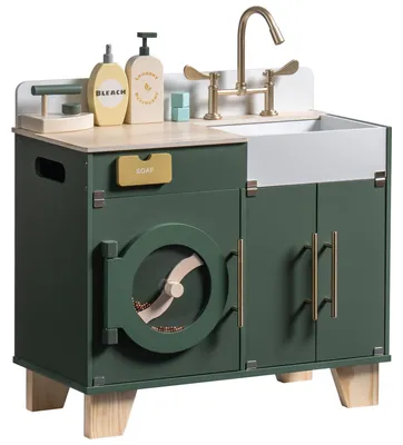 Immagine prodotto di Lavatrice giocattolo in legno per cucine giocattolo, con funzioni realistiche