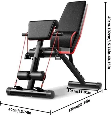 Immagine prodotto di Panca pieghevole per esercizi con manubri e bilanciere, regolabile, con design compatto, ideale per l'allenamento della forza e per l'uso in casa