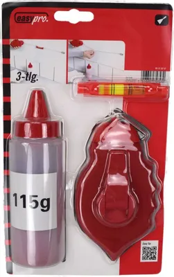 Produktbild von Schlagschnur 30m Maurerschnur 3tlg. Schnippschnur Kreidepulver rot Wasserwaage