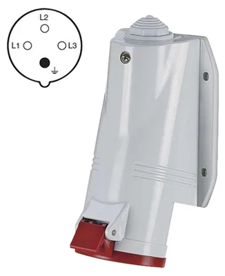 Zásuvka 4P 16A/400, IP44, nástěnná