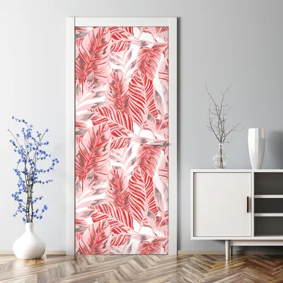 Produktbild von Dekorative Türposter selbstklebend Klebefolie Wandaufkleber Türaufkleber Rosa Dschungel 85 x 200 cm